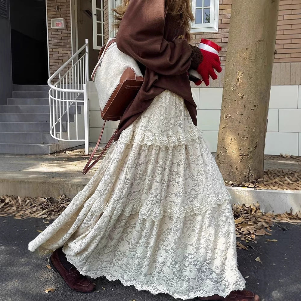 High-Waist Minirock mit Spitze