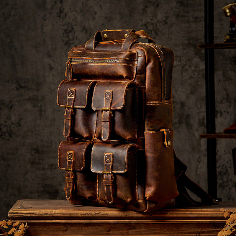 Grosses Retro-Leder-Reiserucksack für Herren | LuxeStyle