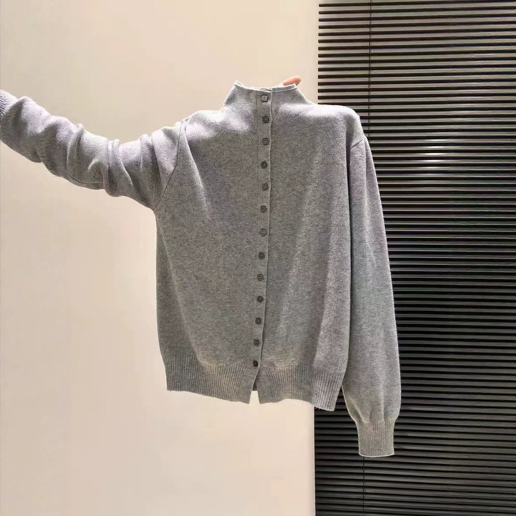Strick-Cardigan mit Stehkragen