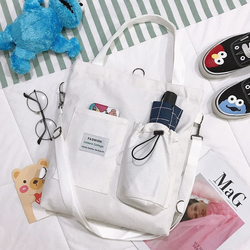 Harajuku Canvas Rucksack mit vielen Fächern