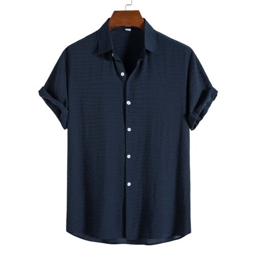 Herren Kurzarmhemd Dunkelzelle Uni-Farben – Bild 7 | LuxeStyle