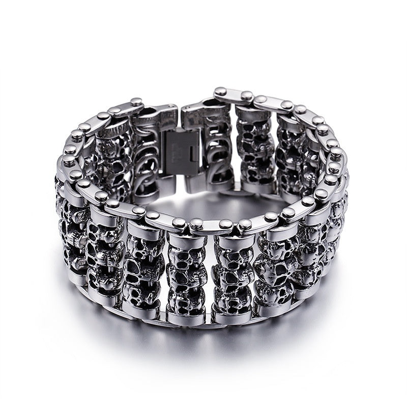 Titanstahl-Schädelarmband für Herren | LuxeStyle