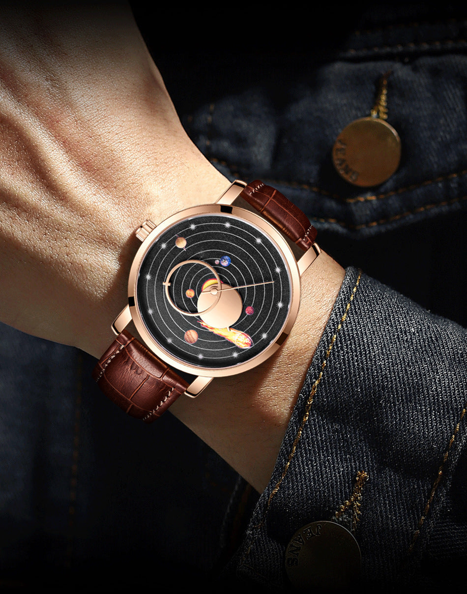 Klassische, schlichte Quarzuhr mit Lederarmband – Bild 1 | LuxeStyle