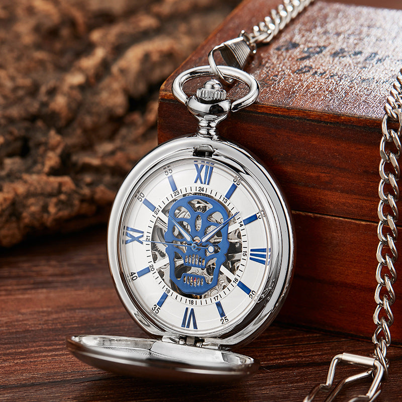 Retro-Skelett-Taschenuhr mit Klappdeckel