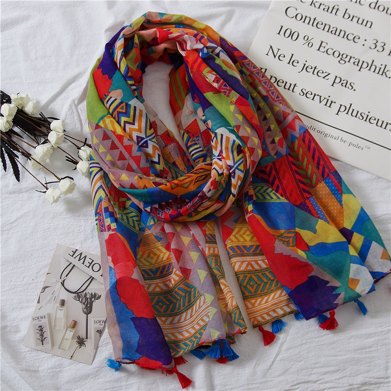 Bunter Schal mit geometrischem Muster – Bild 4 | LuxeStyle