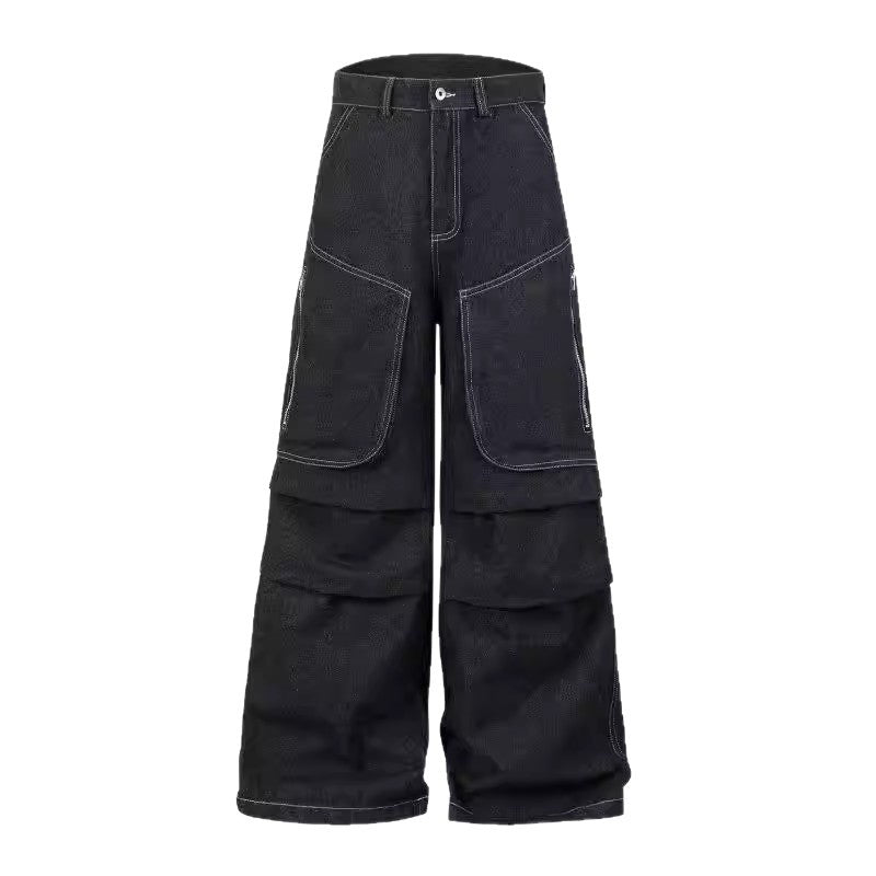 Pleated Wide-leg Denim Hose für Herren – Bild 4 | LuxeStyle