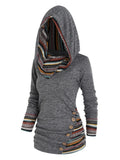 Strick-Hoodie mit Geometrie- und Streifenmuster – Bild 1 | LuxeStyle