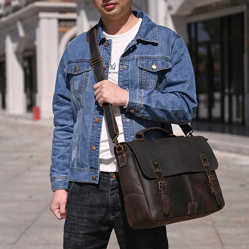 Retro Aktentasche aus Crazy Horse Leder – Bild 4 | LuxeStyle