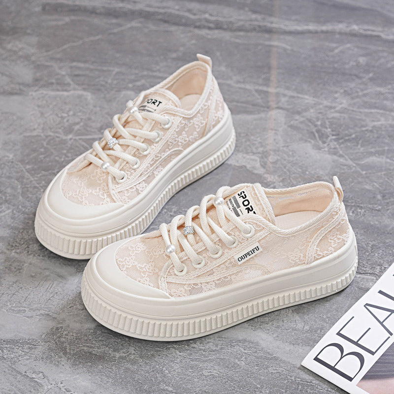 Plateau-Sneaker «Cloud» · Spitzen-Mesh, geschnürt