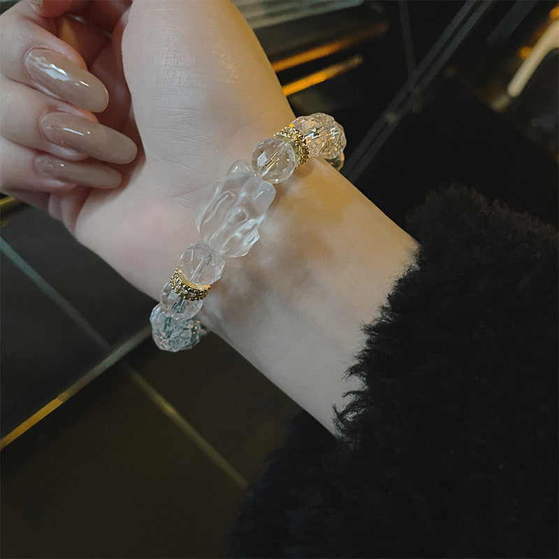 Armband mit facettiertem weissem Naturkristall | LuxeStyle