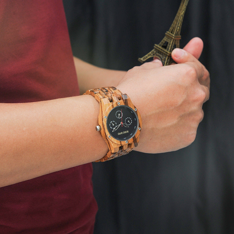Holzzeigerstil Quarzuhr Armband