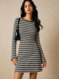 Damen Strickkleid mit Kontraststreifen – Bild 8 | LuxeStyle