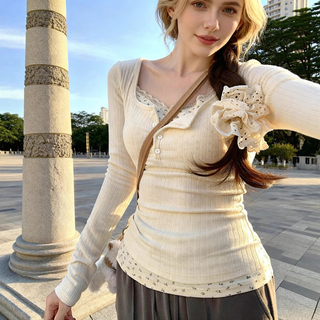 Blazer mit Blumenmuster und Spitze
