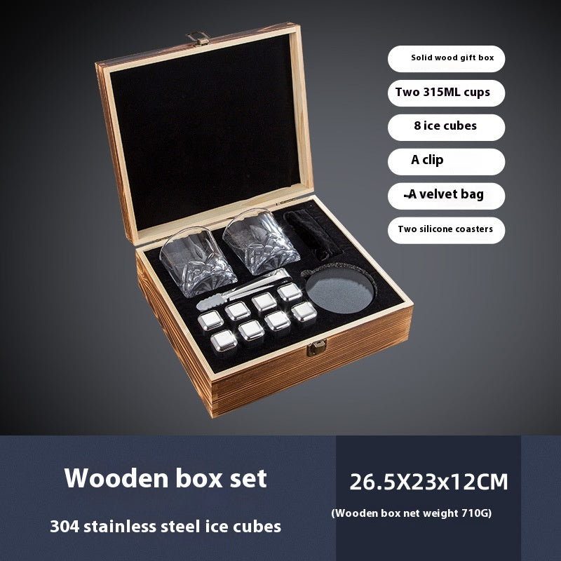 Edelstahl-Eiswürfel-Set in Holzbox