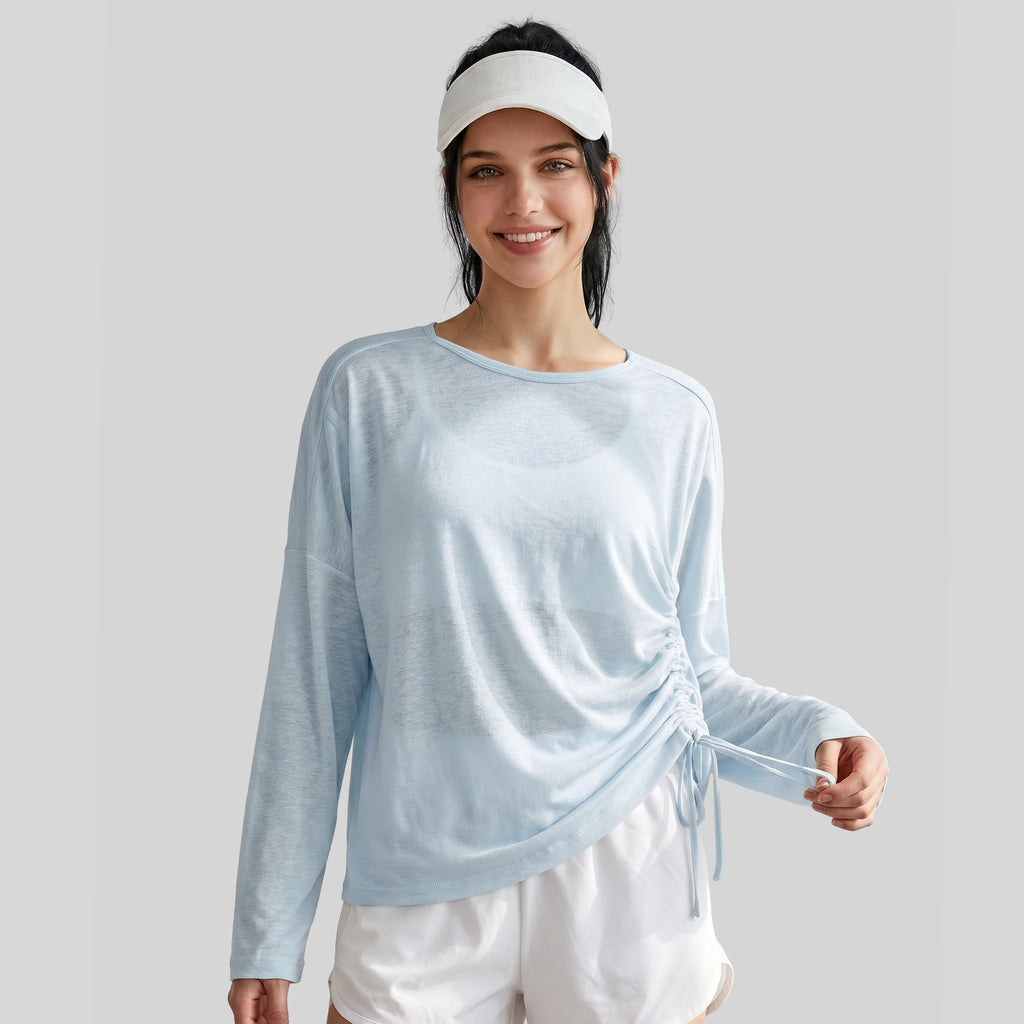 Langarm Yoga-Top mit Kordelzug