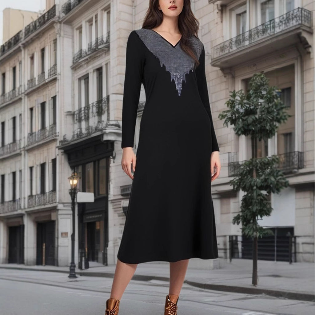 Midikleid mit Rundhals und Print