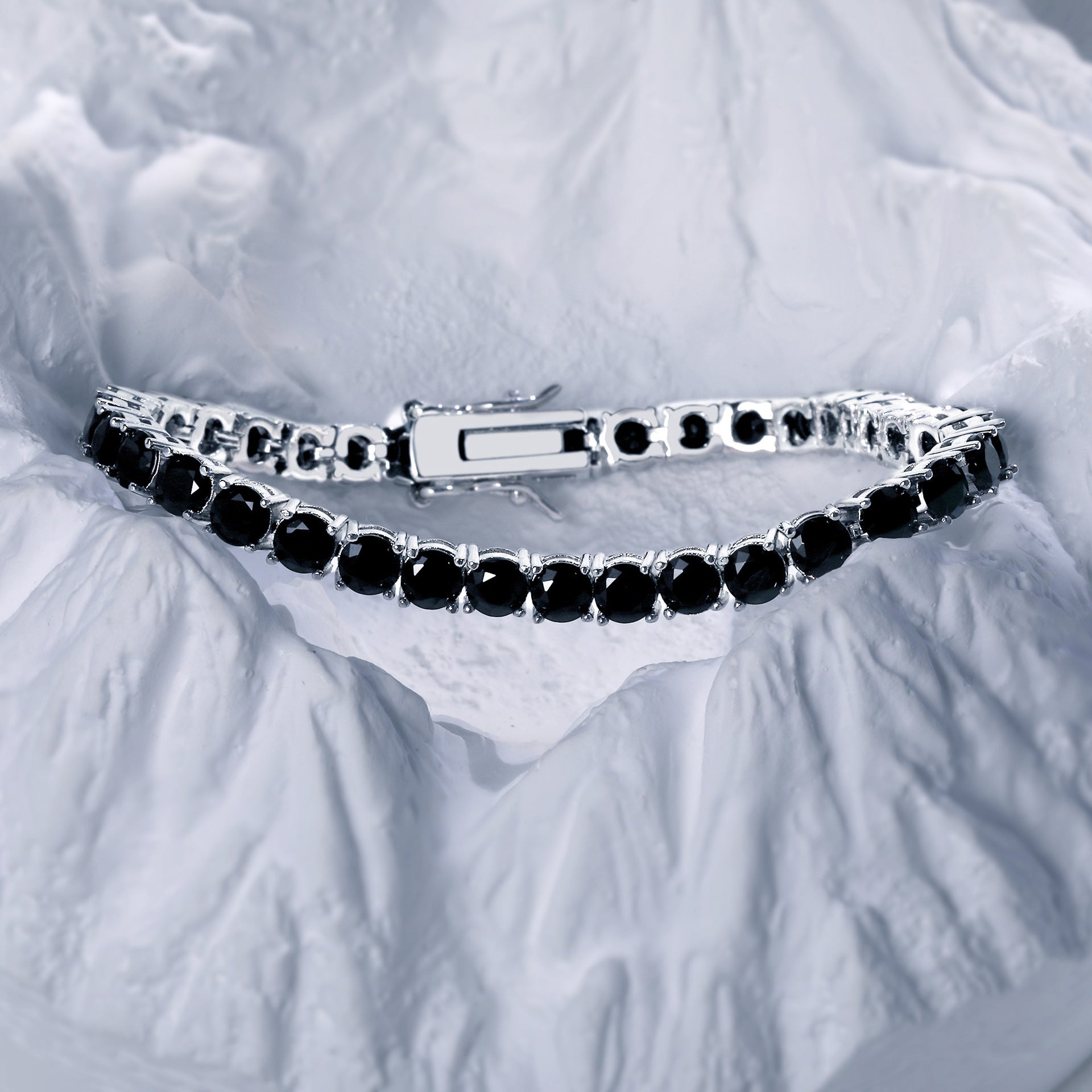 Kupfervergoldetes 18K Schwarz Nano Tennis Armband
