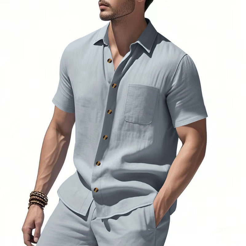 Herren Kurzarmhemd – Einfarbig, Slim Fit
