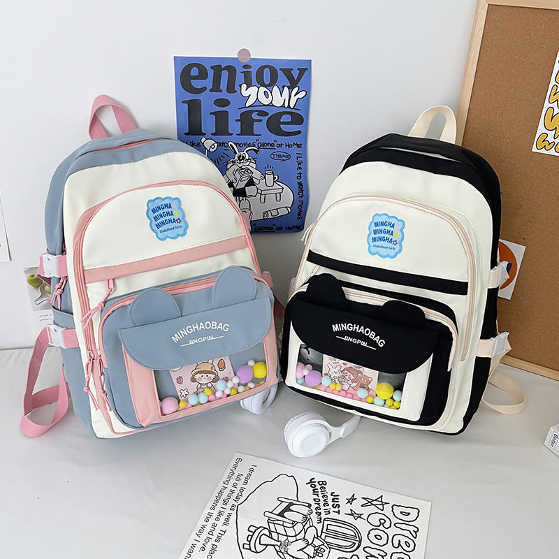 Nylon Rucksack mit Fuzzy-Ball Anhänger – Bild 4 | LuxeStyle