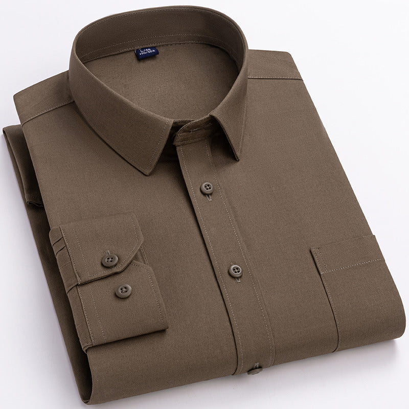 Khaki Langarmhemd für Herren – Bild 8 | LuxeStyle