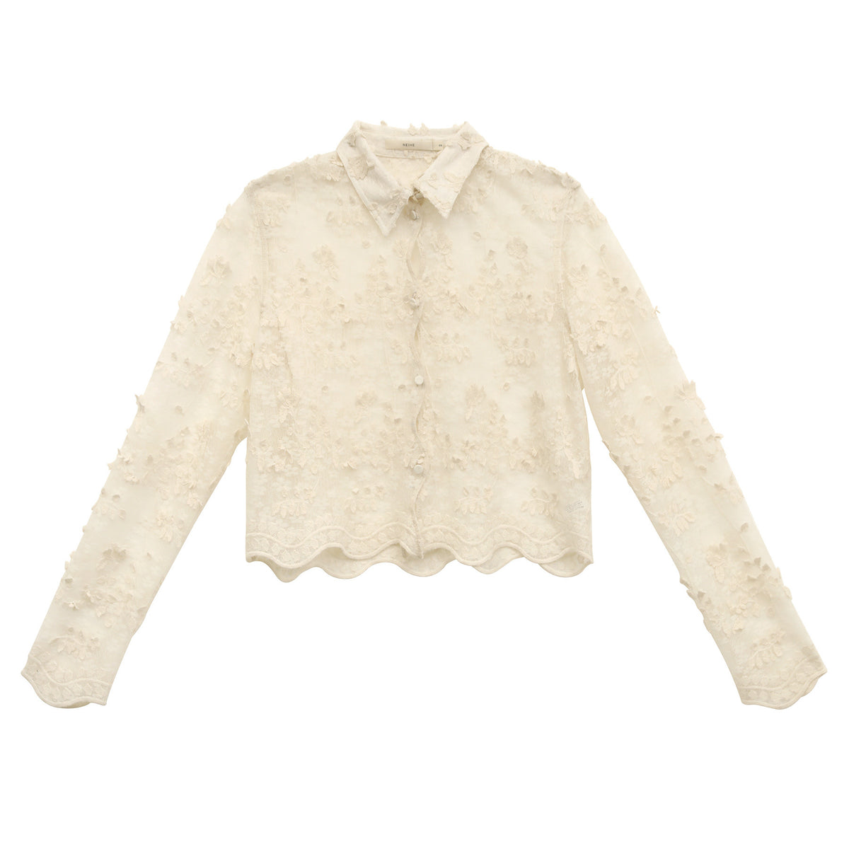 Damen Jacquard Knopf-Spitzenhemd – Bild 5 | LuxeStyle