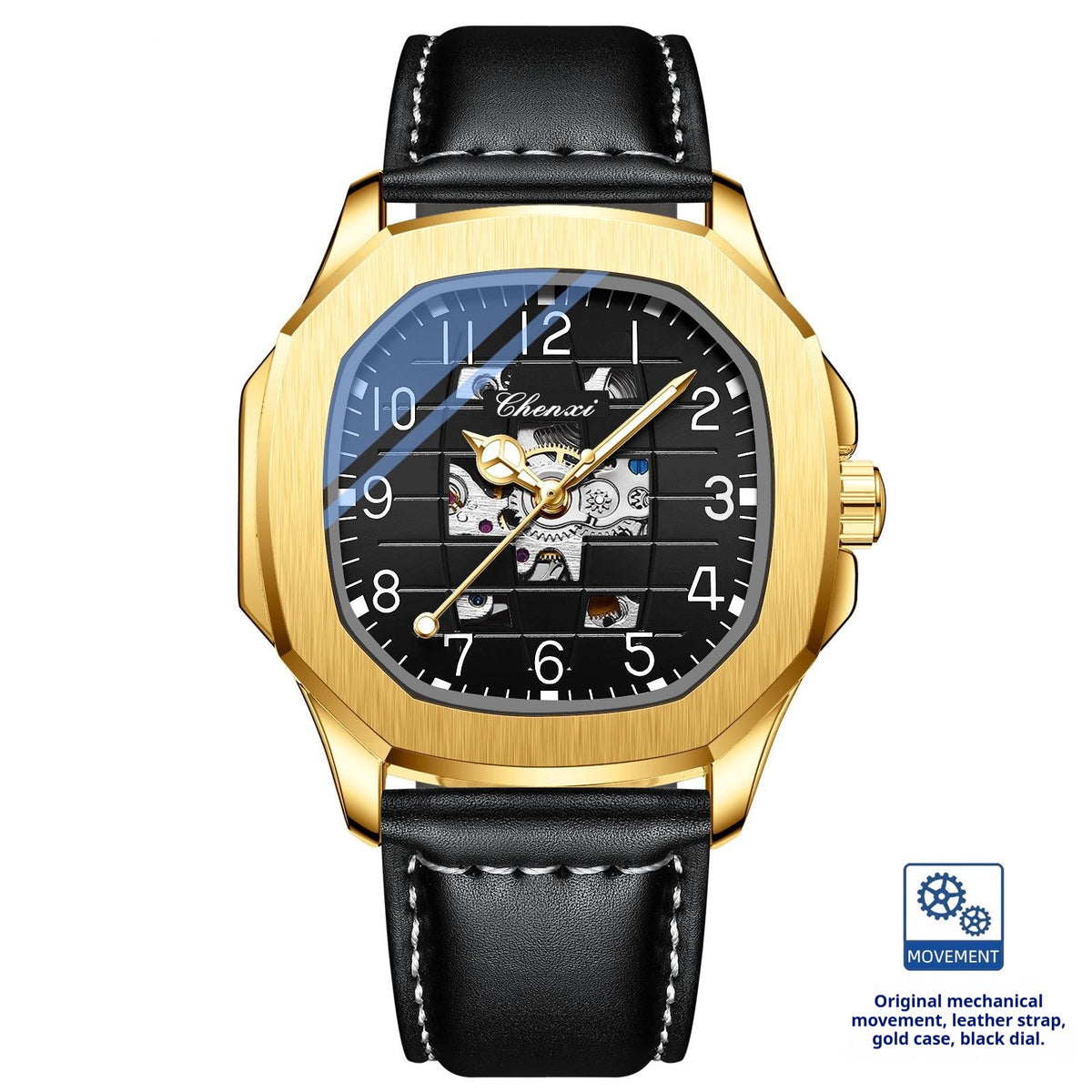 Quadratische mechanische Herrenarmbanduhr – Bild 8 | LuxeStyle