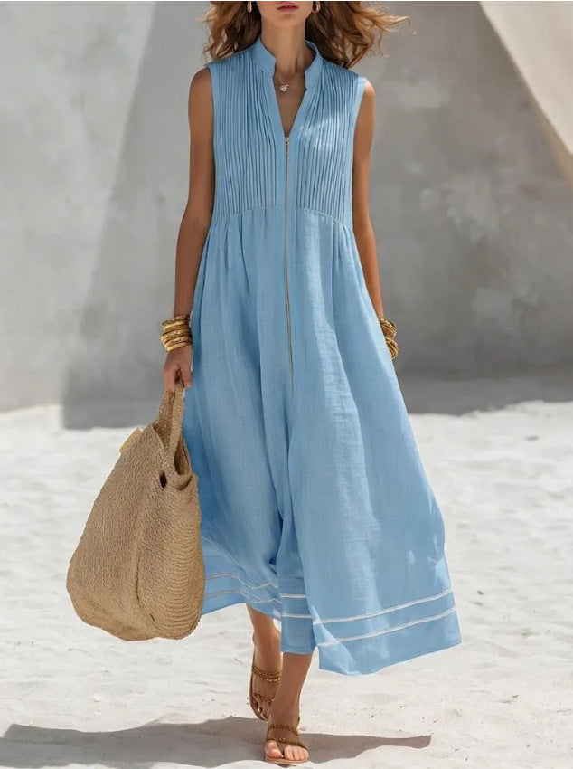 Ärmelloses Faltenkleid – Bild 2 | LuxeStyle