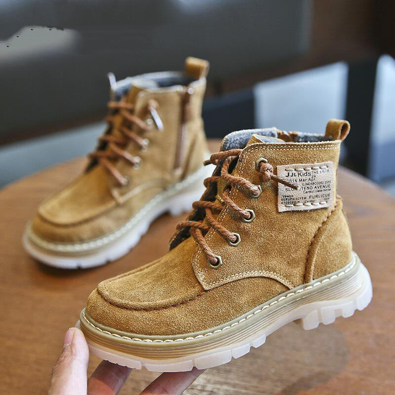 Kinder Martin Boots aus Leder und Samt