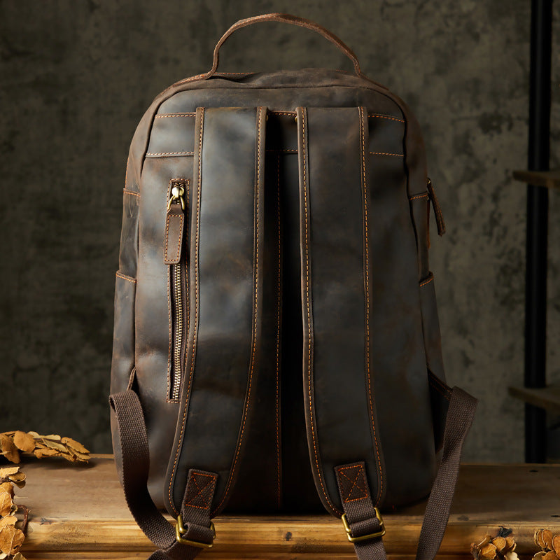 Handgemachter Retro-Rucksack aus Rindsleder – Bild 4 | LuxeStyle