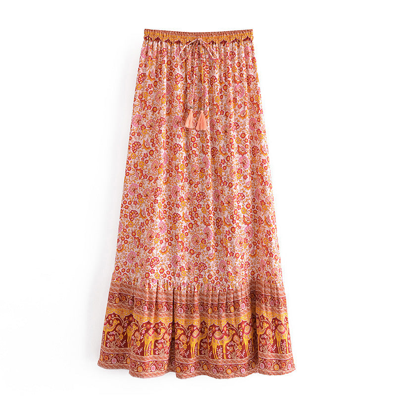 Boho A-Linien Jupe mit Blumenmuster
