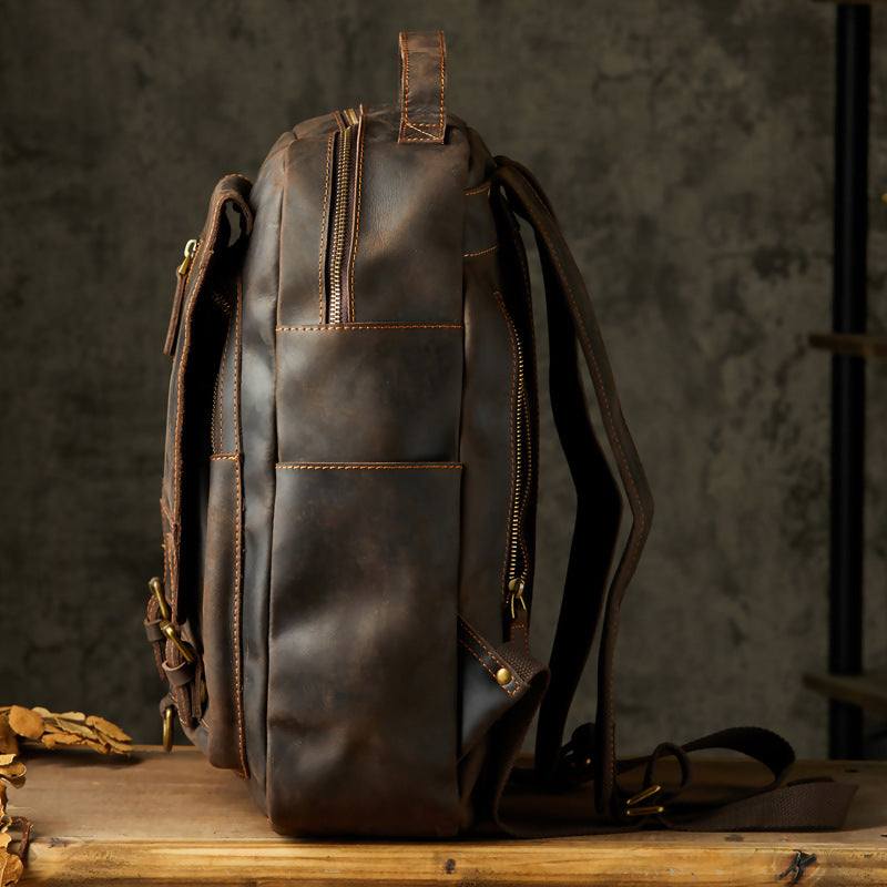 Handgemachter Retro-Rucksack aus Rindsleder – Bild 5 | LuxeStyle
