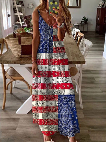 3D Digitaldruck Flaggen-Kleid für Damen