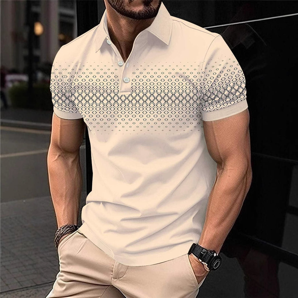 Herren-Casual Plaid-Print Polo-Shirt