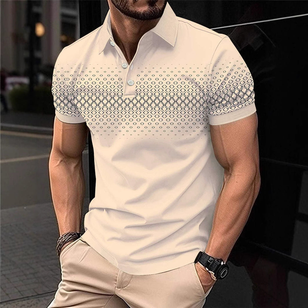 Herren-Casual Plaid-Print Polo-Shirt