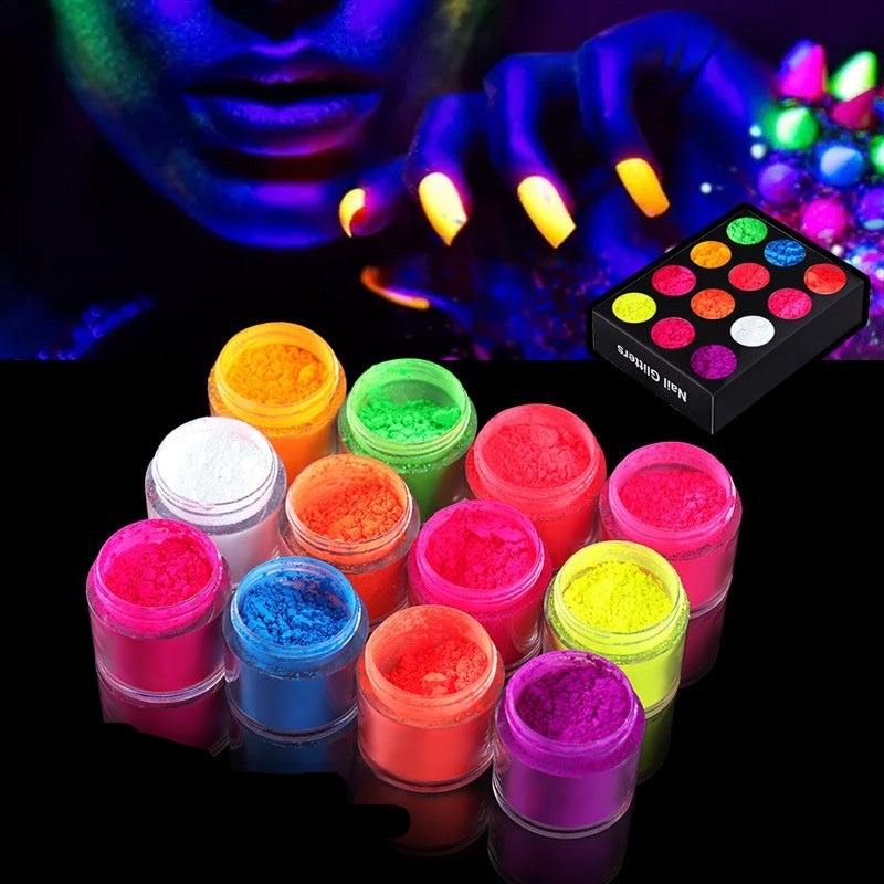 12 Neon-Nagelpuder im Barbie-Stil Set