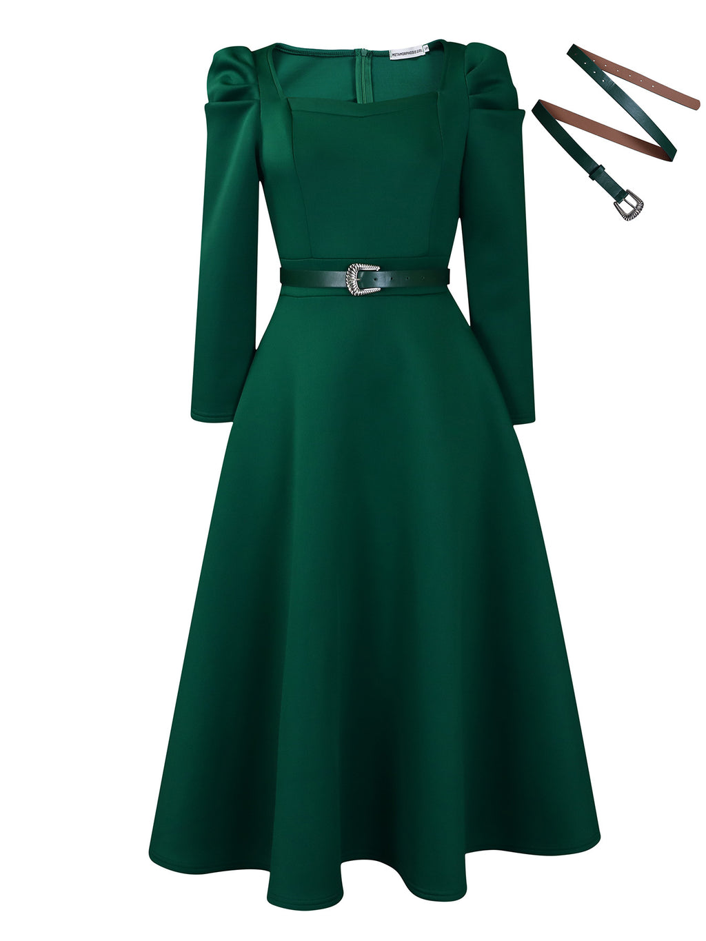 Elegantes A-Linien Midikleid mit Puffärmeln