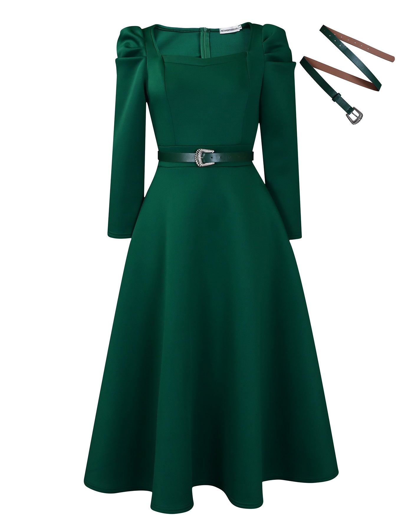 Elegantes A-Linien Midikleid mit Puffärmeln