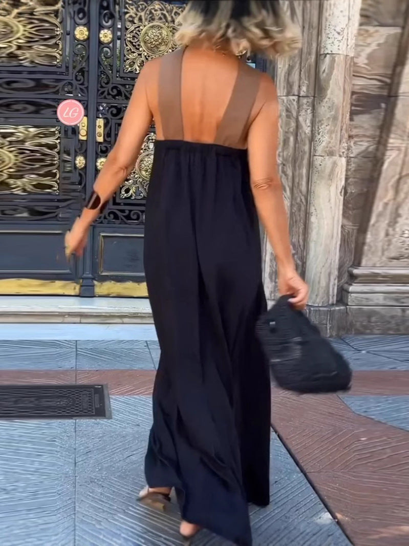 Asymmetrisches One-Shoulder Halter Maxikleid
