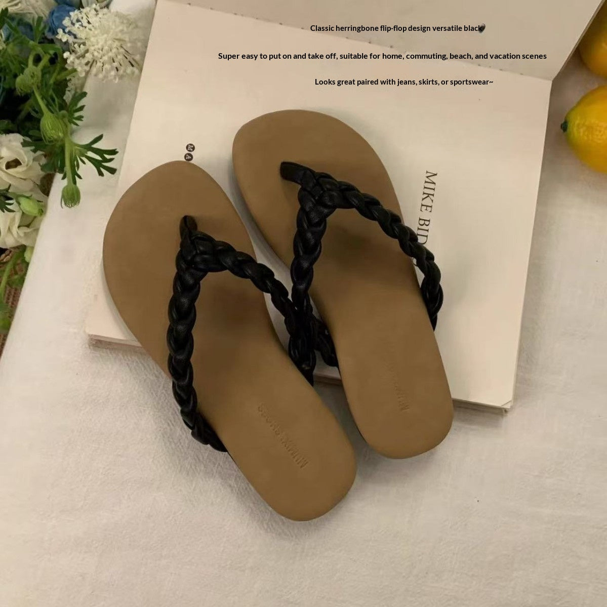 Retro-Flip-Flops mit gewebtem Riemen