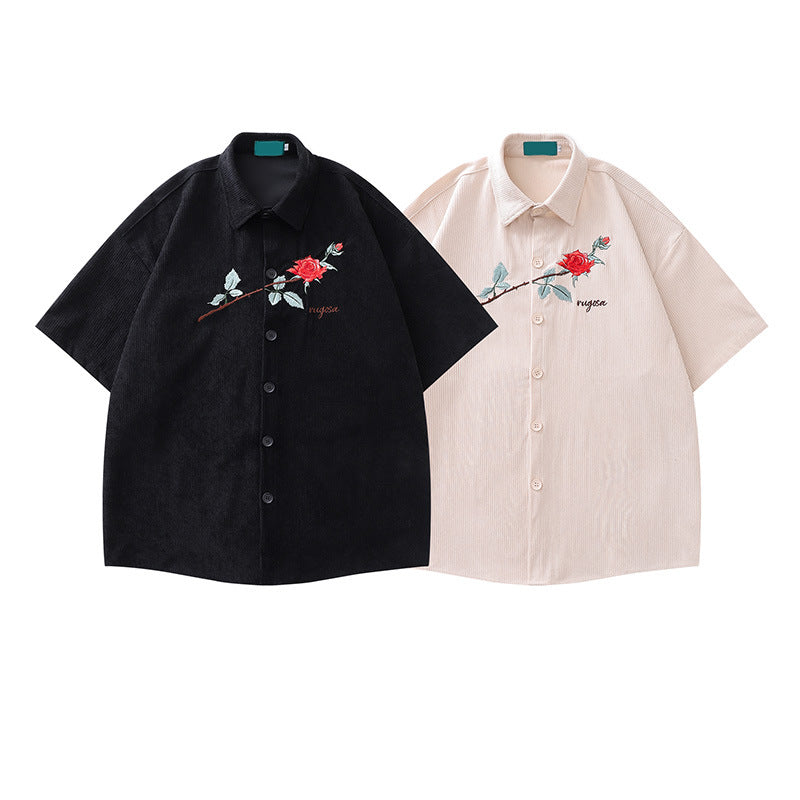 Corduroy-Hemd mit Rosen-Embroidery – Bild 3 | LuxeStyle