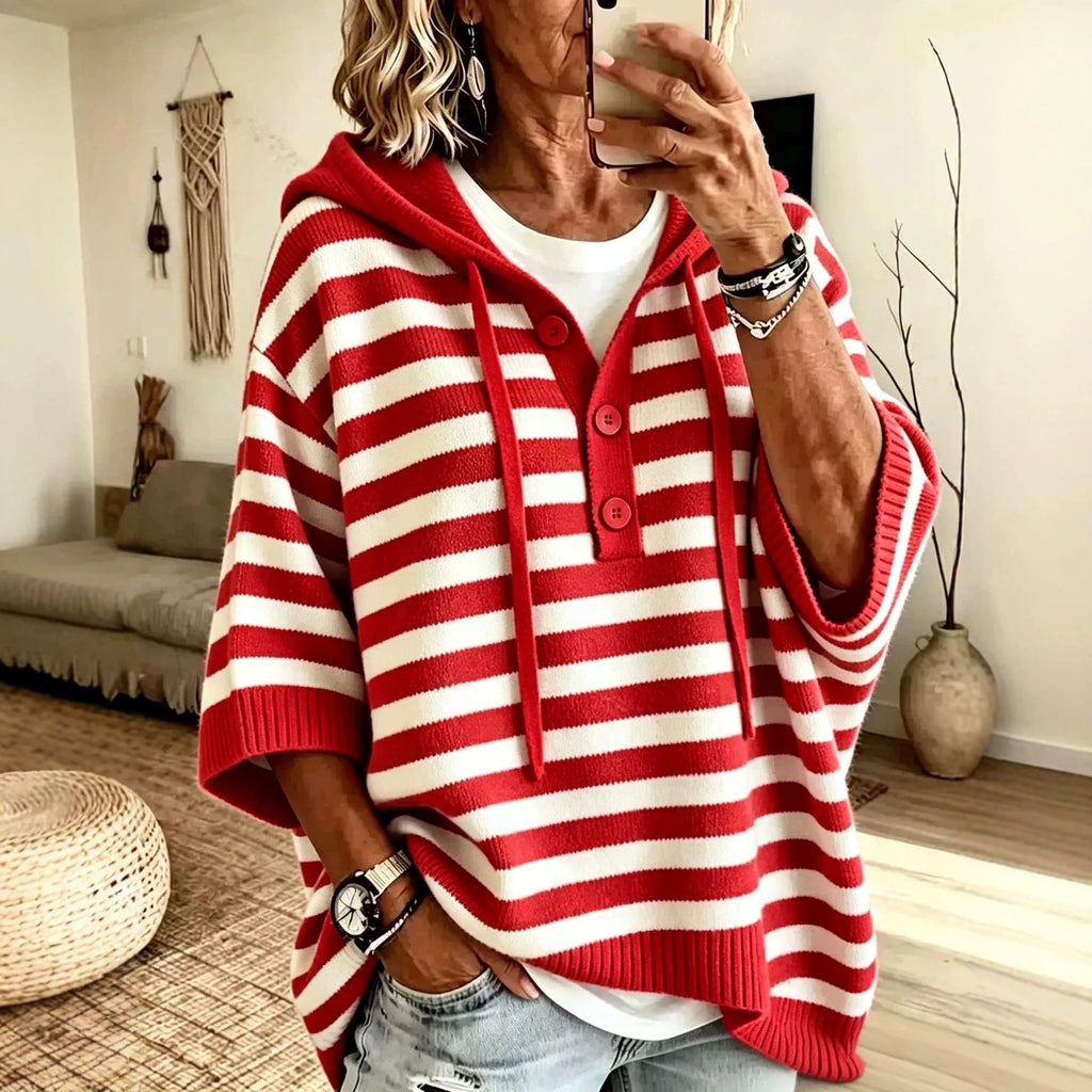 Kapuzen-Strickpullover mit Kordelzug