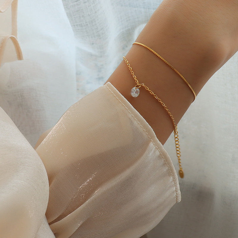 Doppellagiges Zirkon-Armband aus Titanstahl – Bild 3 | LuxeStyle