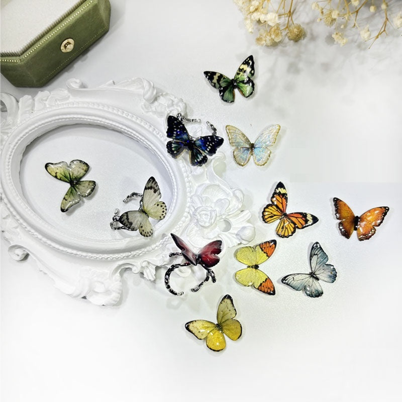 Verstellbarer offener Ring mit Schmetterling & Ranke
