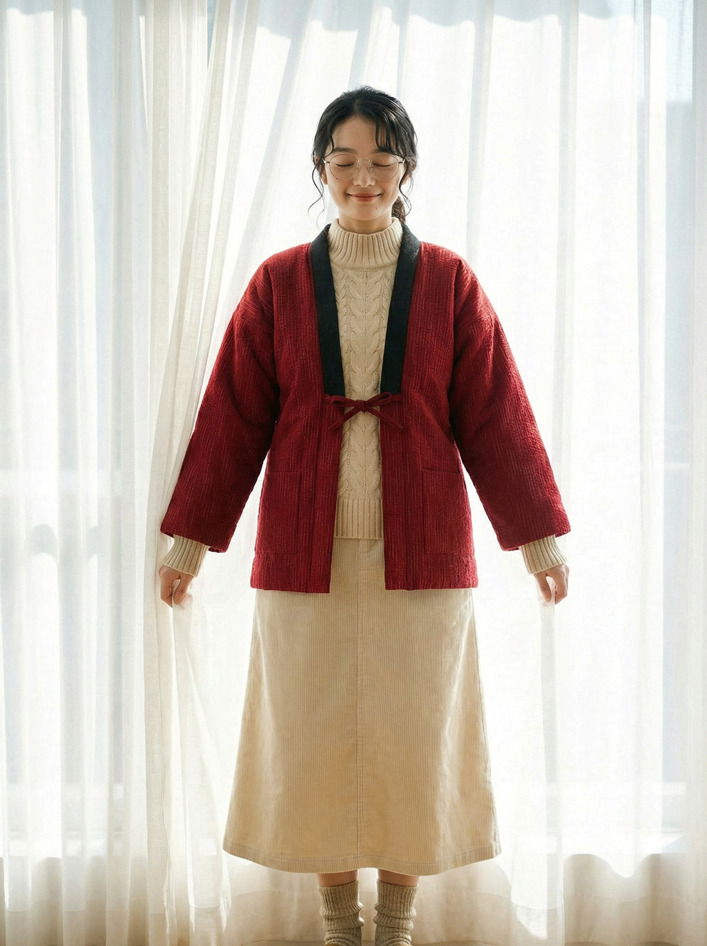 Warme Damen-Steppjacke im japanischen Stil
