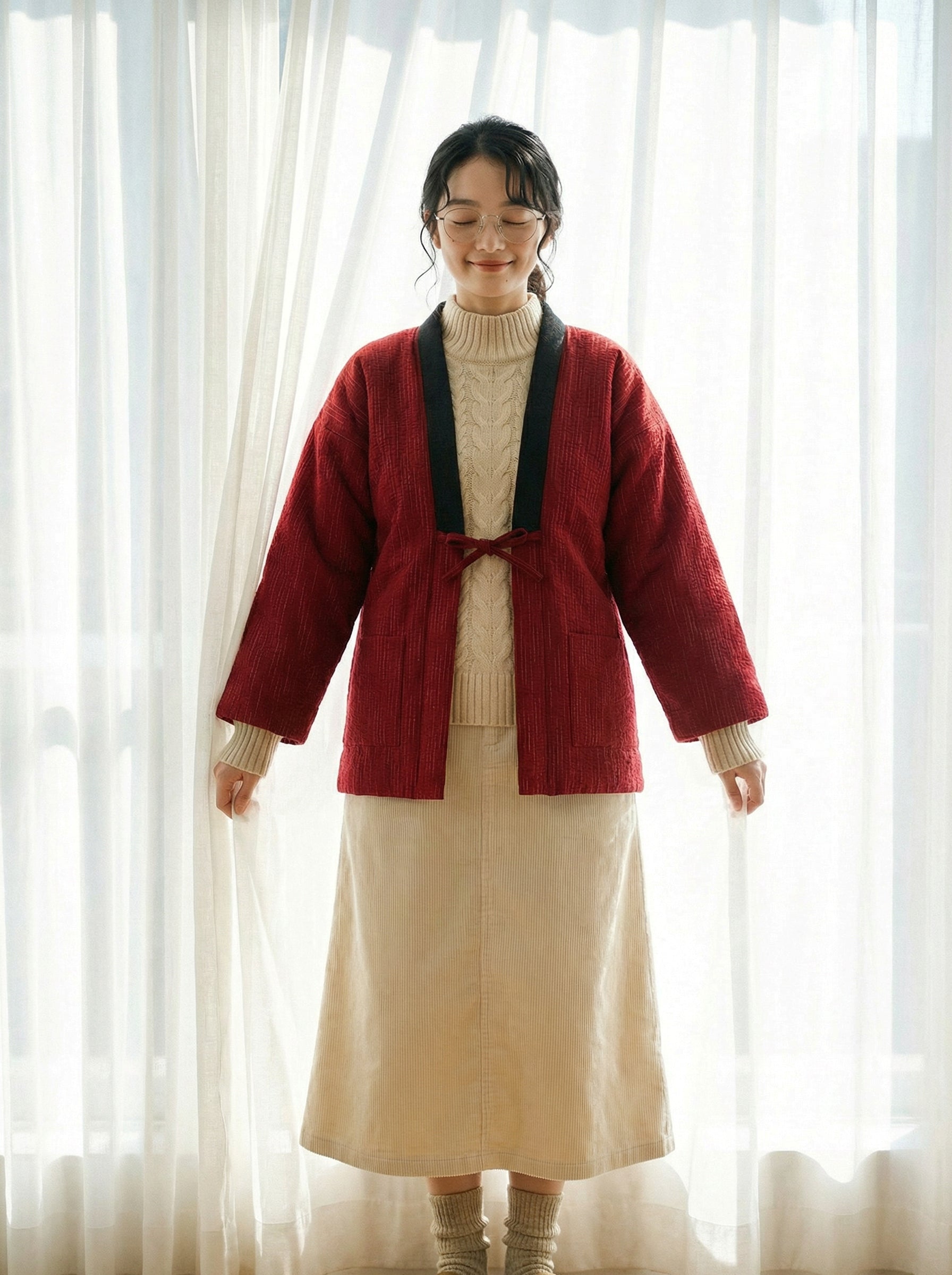 Warme Damen-Steppjacke im japanischen Stil
