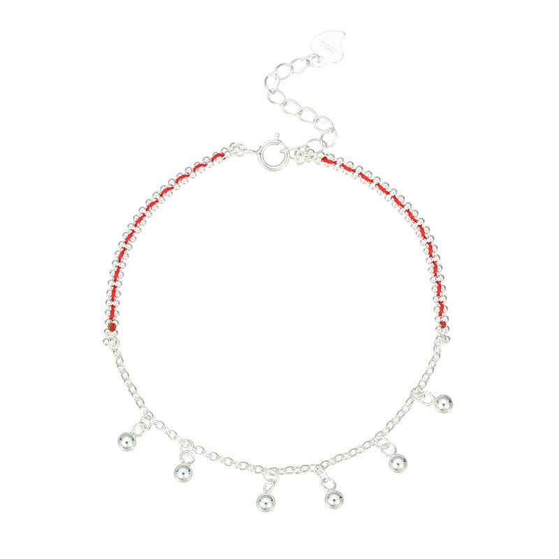 S925 Silber Armband mit roten Quasten | LuxeStyle