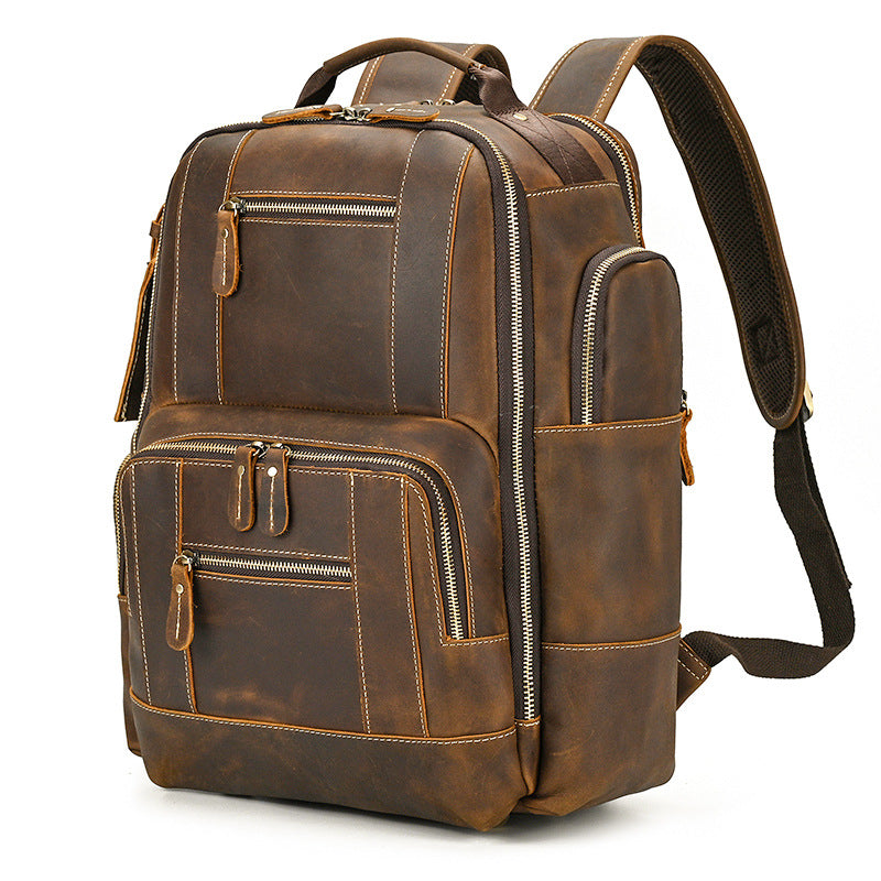 Retro Rucksack aus Rindsleder für 15-Zoll-Laptop