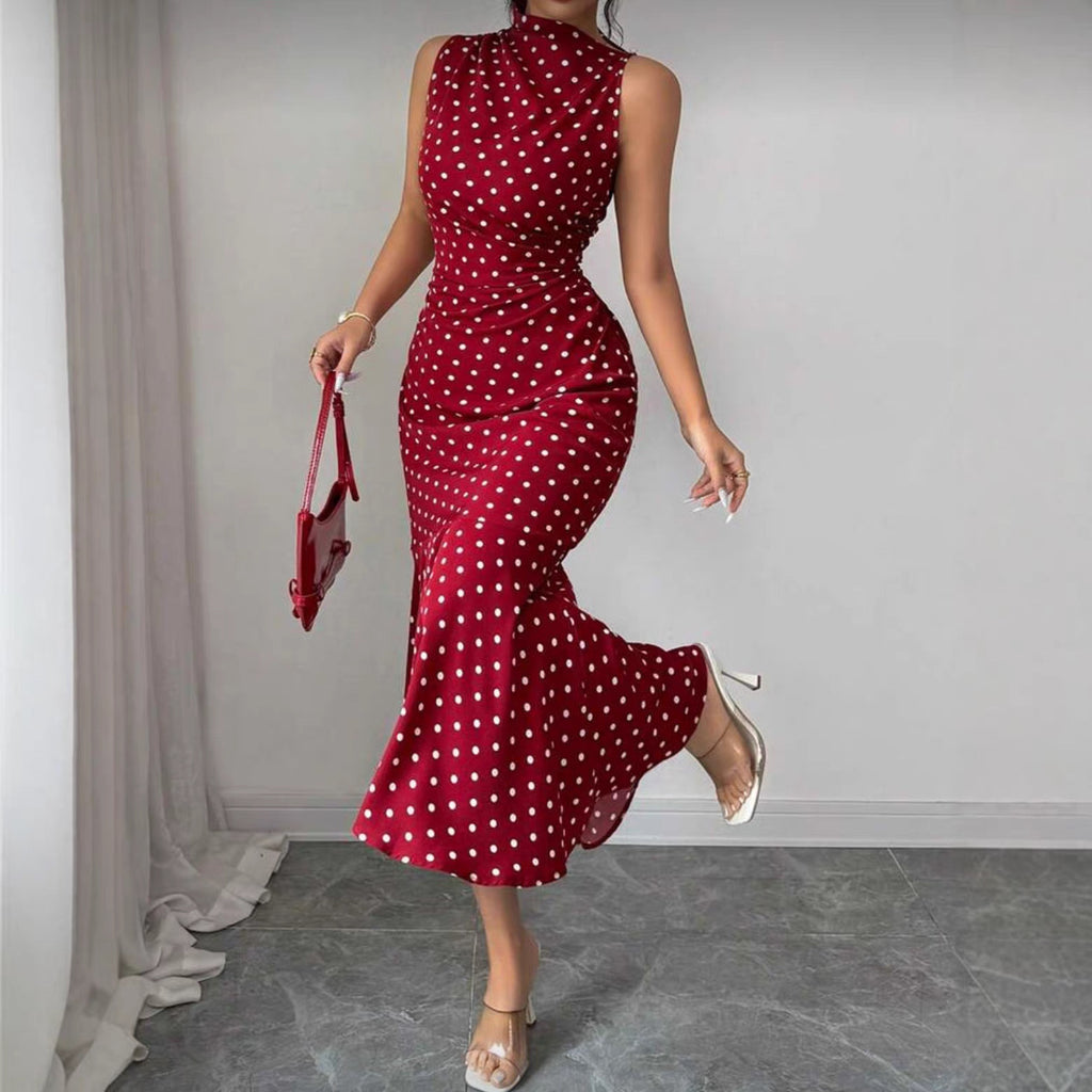 Elegantes Polka-Dot Maxikleid