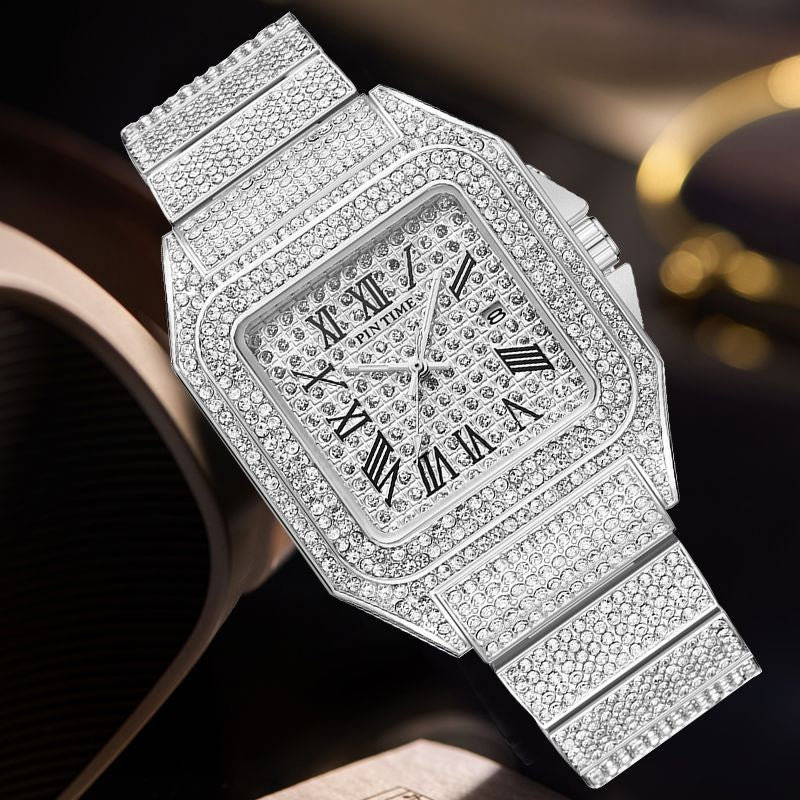 PINTIME Quarzuhr quadratisch mit Strasssteinen – Bild 7 | LuxeStyle