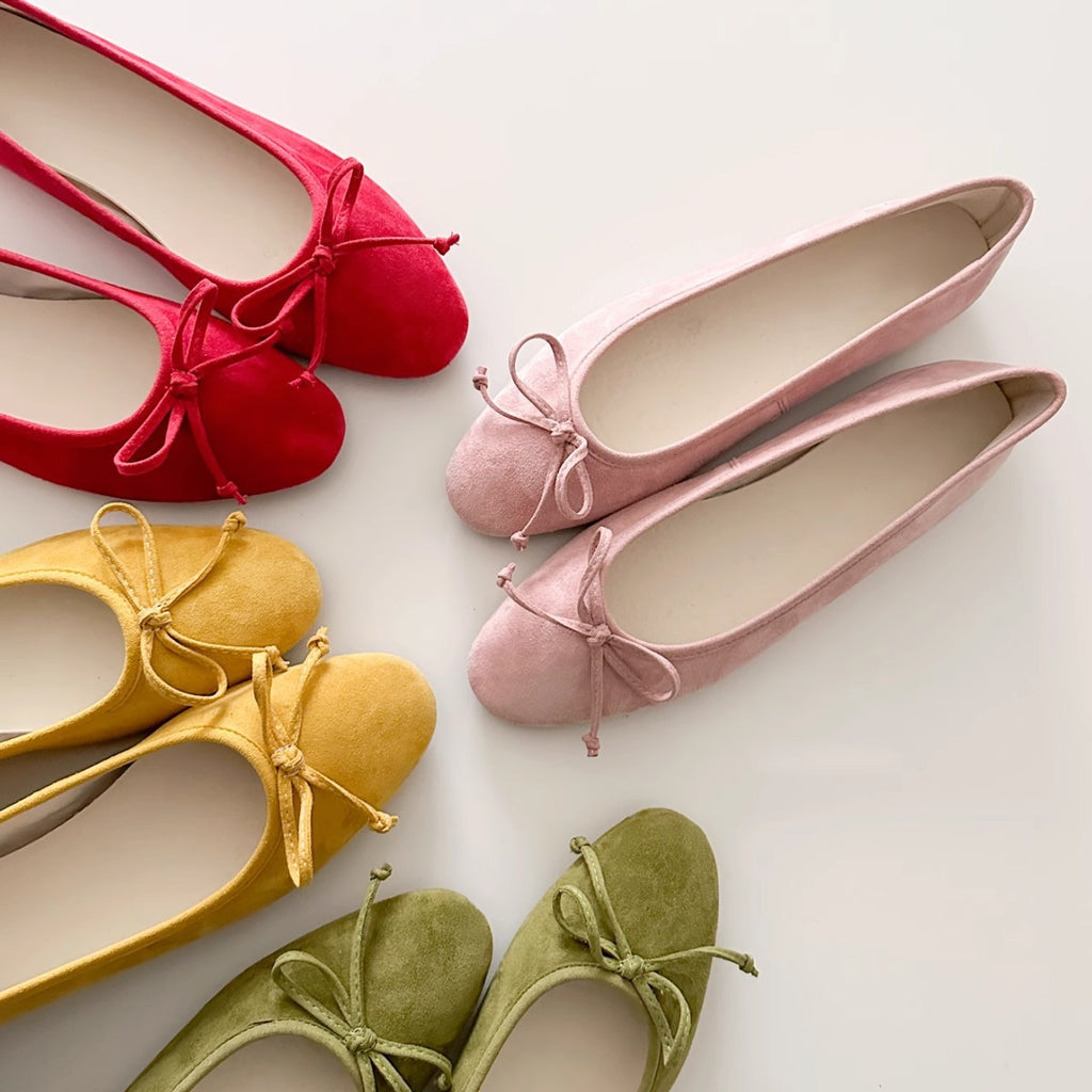 Sheepskin French Bow Gentle Ballet Flats